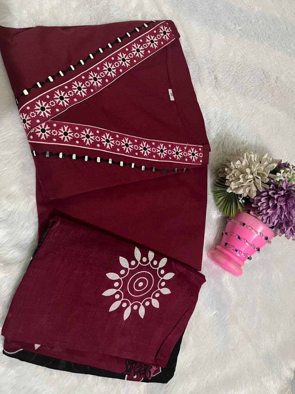 Pure Cotton Printed Kurti Set with Mulmul Printed Dupatta
