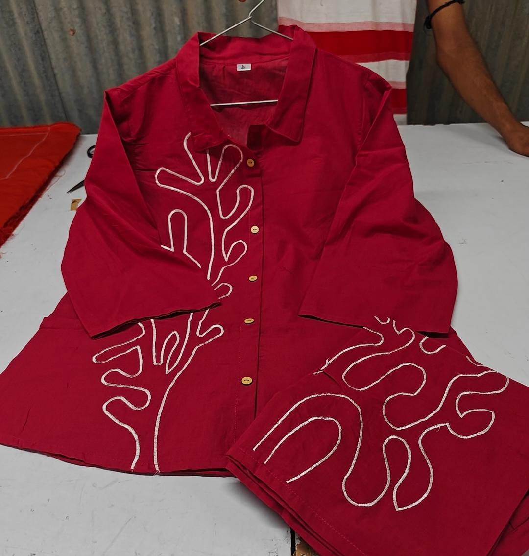 Cotton Embroidered Cord Set with Thread Work & Palazzo