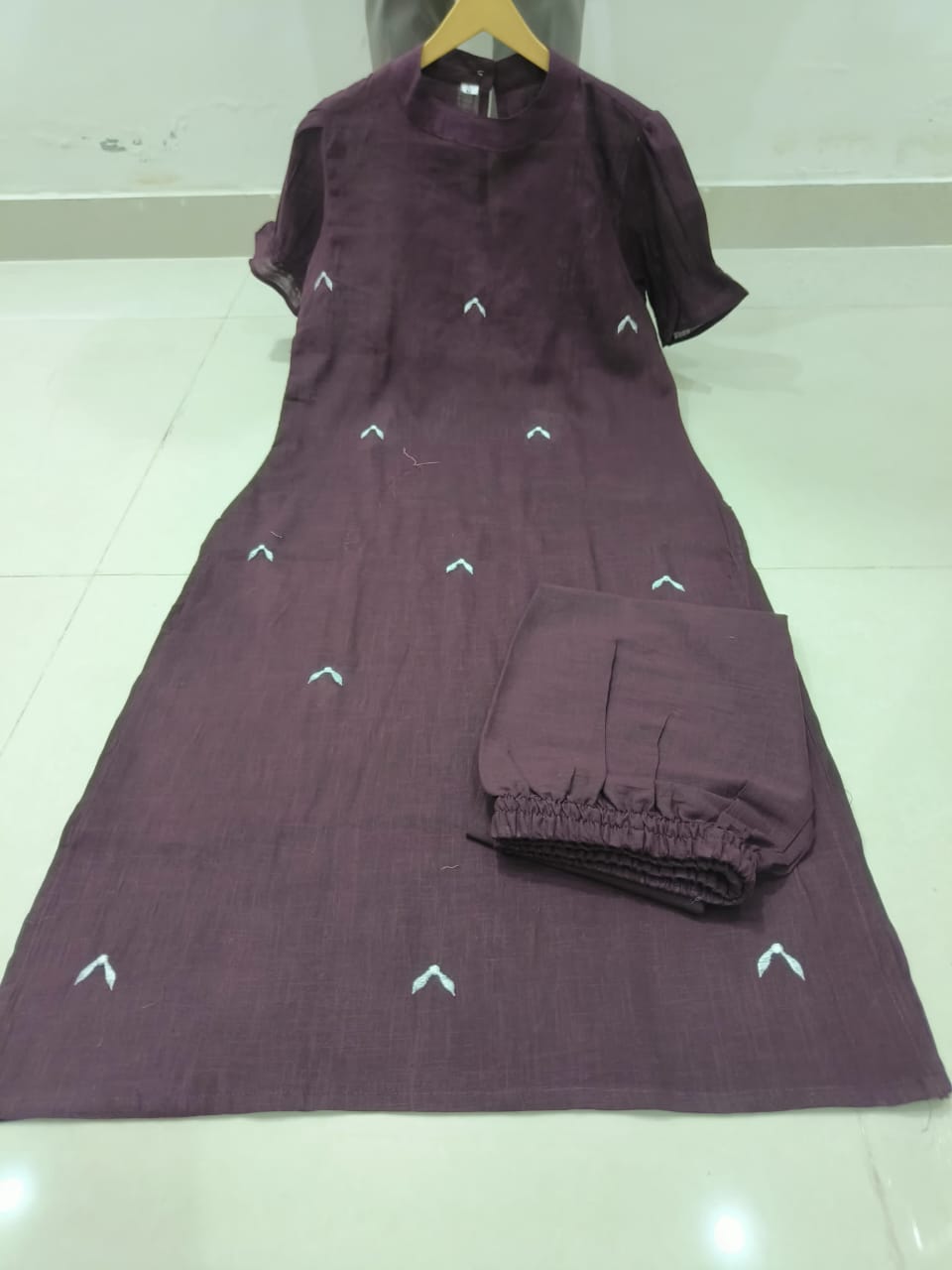 Women Sulabh Cotton A-Line Kurti Set with Linen Dupatta & Palazzo