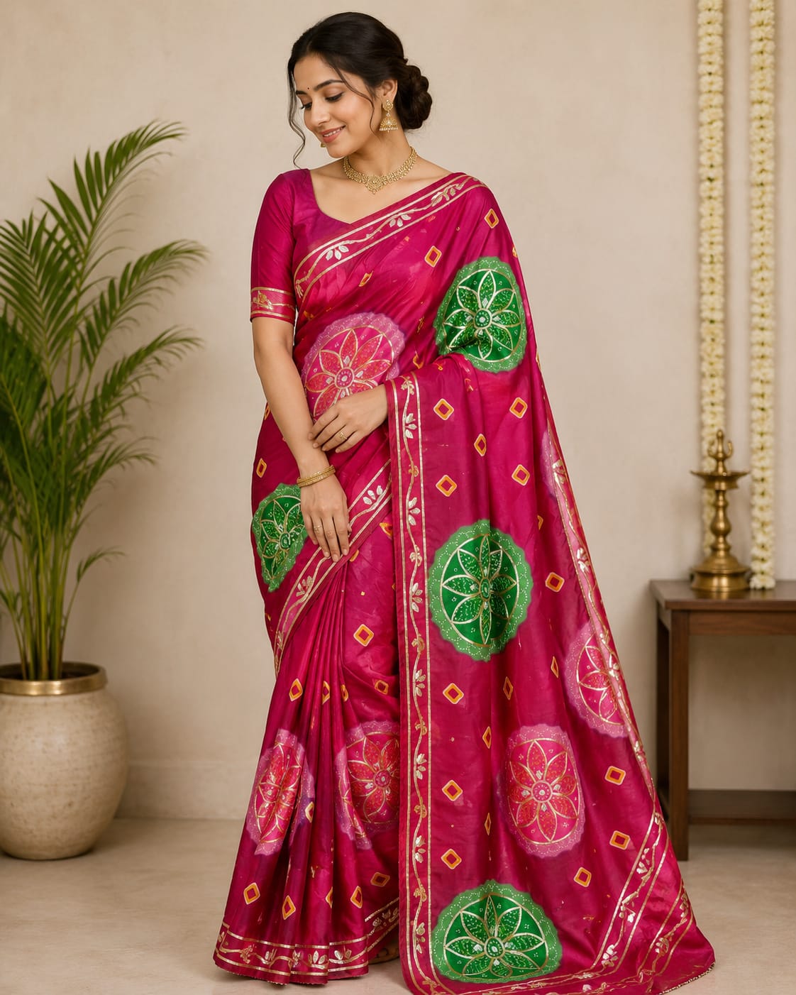 Designer Print Bandhej Lightweight Festive Saree
