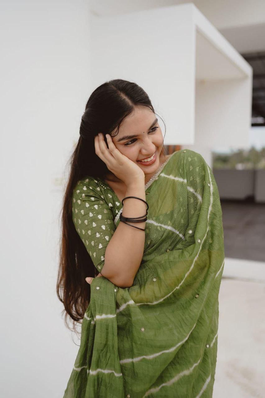 Pure Kota Doriya Saree with Tie Dye Leheriya and Aari Gota Patchwork
